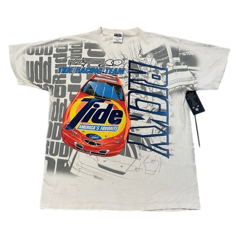 Vintage Tultex 90s NASCAR Tide Ricky Rudd Full Print Graphic T-Shirt